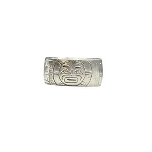 3/8” Wolf Moon Native Art Silver Ring